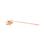 Antique 14k Yellow Gold Seed Pearl Flower Pin