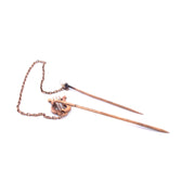 Elegant 14k Yellow Gold Pearl and Chain Pin