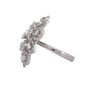 Exquisite 18k White Gold Natural Diamond Flower-Shaped Leaf Cluster Ring
