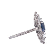 Exquisite 18k White Gold Diamond and Sapphire Ring