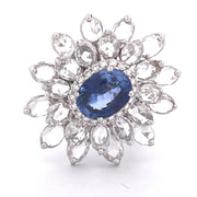 Exquisite 18k White Gold Natural Diamond and Sapphire Ring