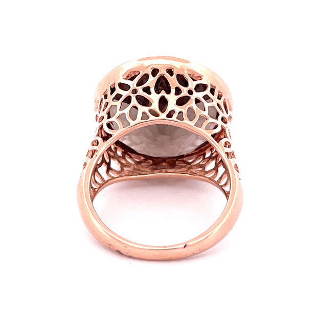 Enchanting 14k Rose Gold Smoky Quartz Filigree Design Ring