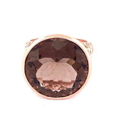Enchanting 14k Rose Gold Smoky Quartz Filigree Design Ring