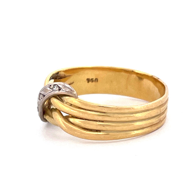 Elegant 18k Yellow Gold Rope Natural Diamond Ring