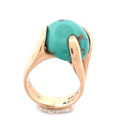 Exquisite J. Frew 14K Yellow Gold Oval Turquoise Ring