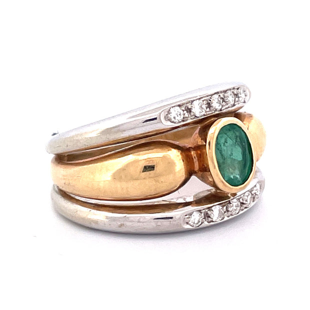 Exquisite 18k Two-Tone Italian Diamond Ring