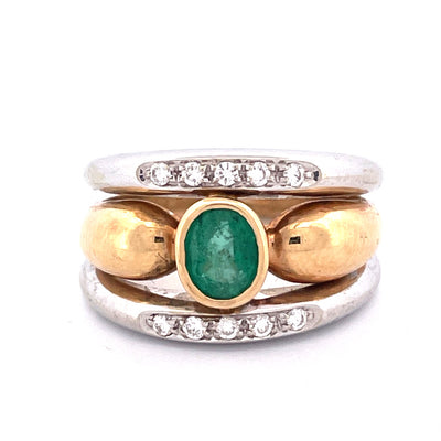 Exquisite 18k Two-Tone Italian Diamond Ring