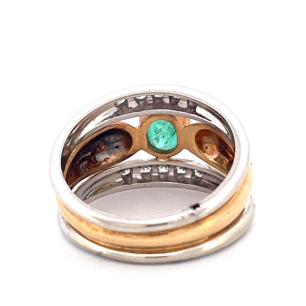 Exquisite 18k Two-Tone Italian Diamond Ring