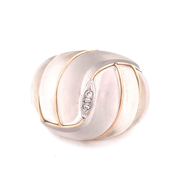 Elegant 14k Yellow Gold Rock Crystal Ring