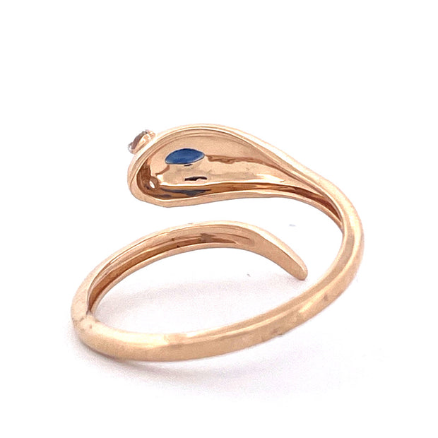 Elegant 14K Yellow Gold Snake Diamond Ring