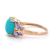 Unique 14k Yellow Gold Turquoise Butterfly Ring