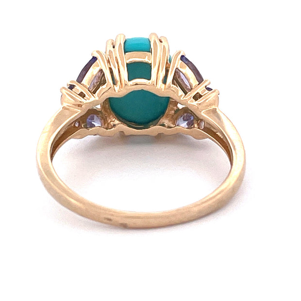 Unique 14k Yellow Gold Turquoise Butterfly Ring