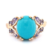 Unique 14k Yellow Gold Turquoise Butterfly Ring