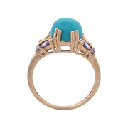 Unique 14k Yellow Gold Turquoise Butterfly Ring