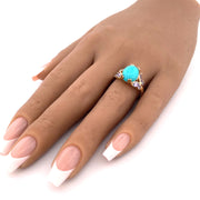 Unique 14k Yellow Gold Turquoise Butterfly Ring