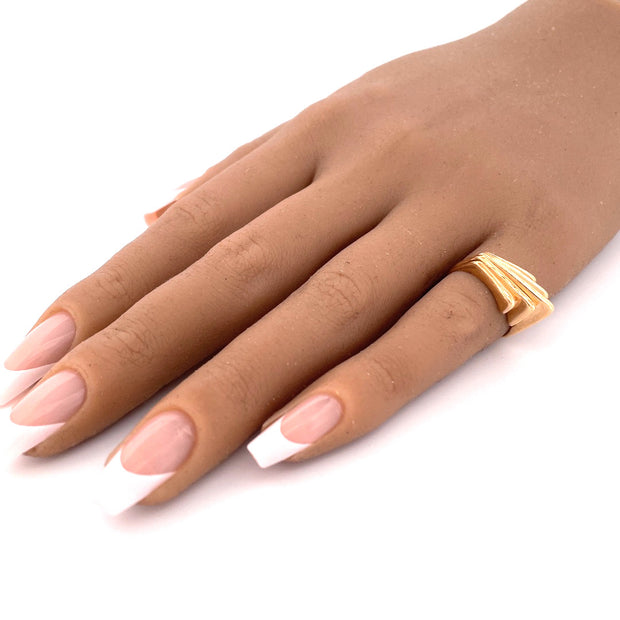 Glamorous 14k Yellow Gold Five-Finger Design Ring