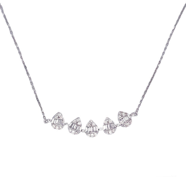18K White Gold Clover Natural Diamond Convertible Necklace