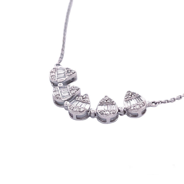 18K White Gold Clover Diamond Convertible Necklace