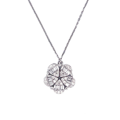 18K White Gold Clover Diamond Convertible Necklace