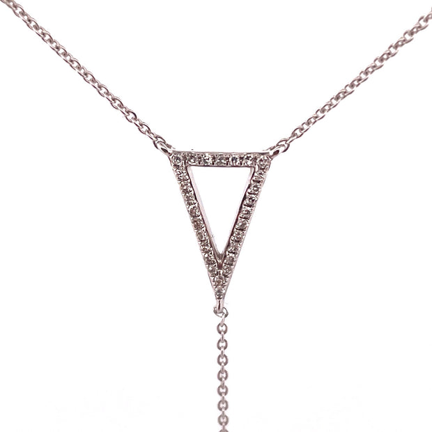 Elegant 14k White Gold Triangle Natural Diamond Necklace