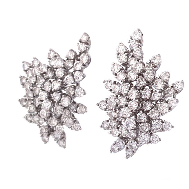Exquisite 18 Carat White Gold Flame Natural Diamond Earrings with 9.50 Total Carat Weight Diamonds