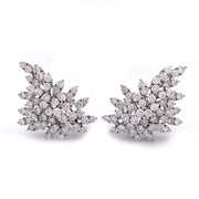 Exquisite 18 Carat White Gold Flame Natural Diamond Earrings with 9.50 Total Carat Weight Diamonds