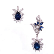 Luxurious 18k White Gold Sapphire and Natural Diamond Convertible Earrings