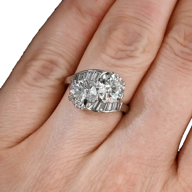 Twin Natural Diamond Ring in Platinum