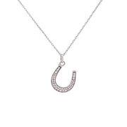 14K White Gold Horse Shoe Pendant Necklace
