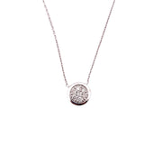 10K White Gold Round Natural Diamond Pendant Necklace
