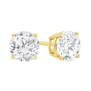 Sparkling 18K White/Yellow Gold 1.50 Total Carat Weight Natural Diamond Stud Earrings