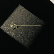 Charming 14K White Gold Filigree Stick Pin
