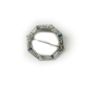 Dazzling 18K White Gold Octagonal Diamond Pin