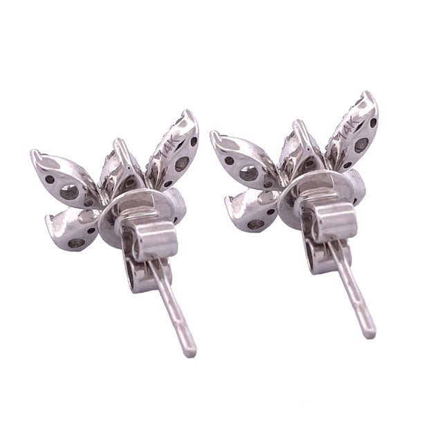 Exquisite 18k White Gold Diamond Butterfly Earrings