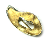 Antique 18K Yellow Gold Diamond Ear Shape Brooch