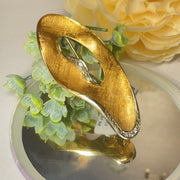 Antique 18K Yellow Gold Diamond Ear Shape Brooch