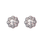 Classic .50 Carat Total Diamond Floral Studs In White Gold
