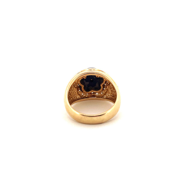 Elegant 14k Yellow Gold Lapis Natural Diamond Ring