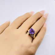 Elegant 14K Yellow Gold Amethyst Ring