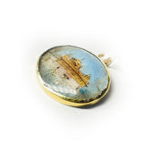 14K Yellow Gold Hand Painted Pendant