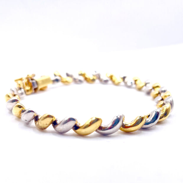 Elegant 14K Two Tone Gold Bracelet