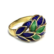 Antique 14k Yellow Gold Purple and Green Enamel Jewelry Set