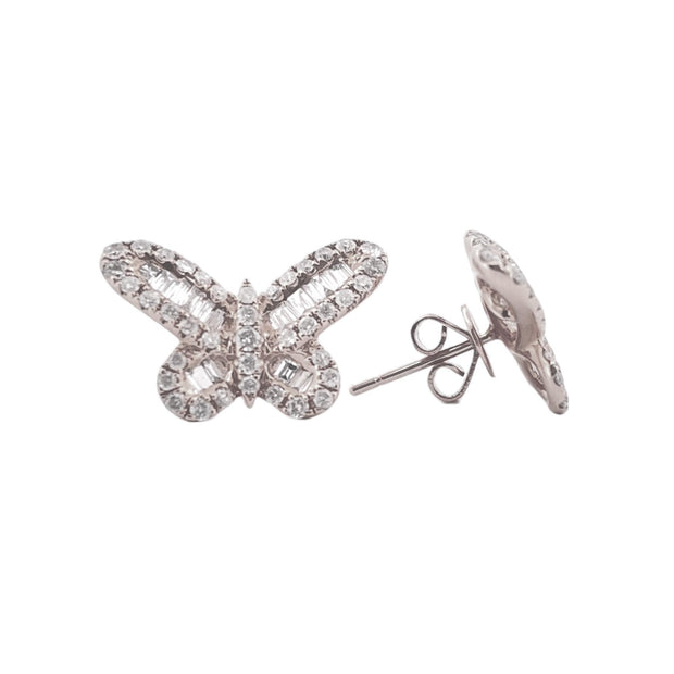 Gorgeous 14K White Gold Butterfly Diamond Earrings