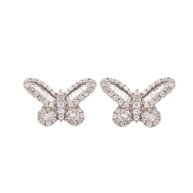 Gorgeous 14K White Gold Butterfly Diamond Earrings