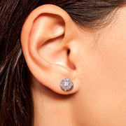 Elegant 14K White Gold Diamond Cluster Earrings