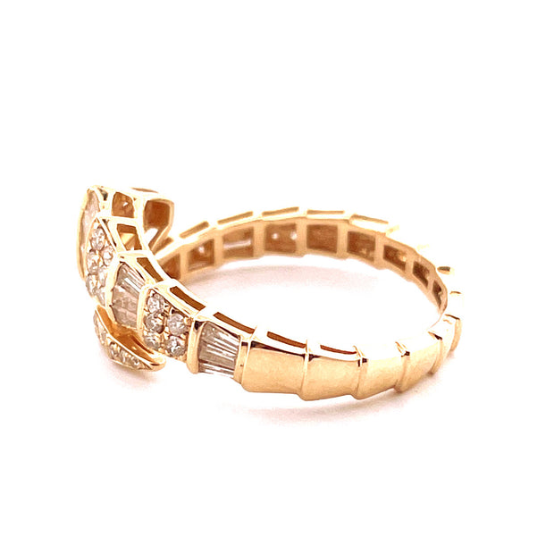 14k Yellow Gold Natural Diamond Snake Tail Ring