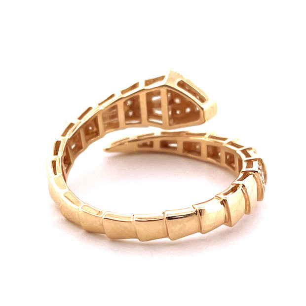 14k Yellow Gold Natural Diamond Snake Tail Ring