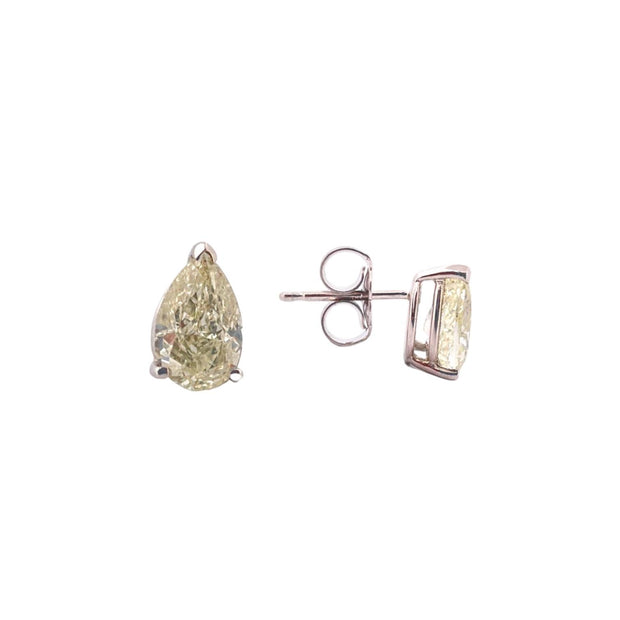 Classic Pear Diamond Stud Earrings - 2.04 TCW, 14K White Gold