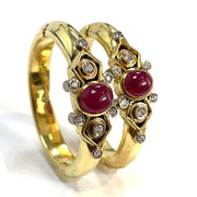 Luxurious 18K Yellow Gold Ruby Gemstone Earring
