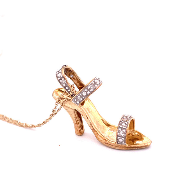 10k Yellow Gold Diamond Heel Necklace